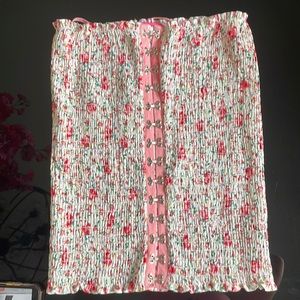 Betsy Johnson strapless stretch top with hook closures going down the front